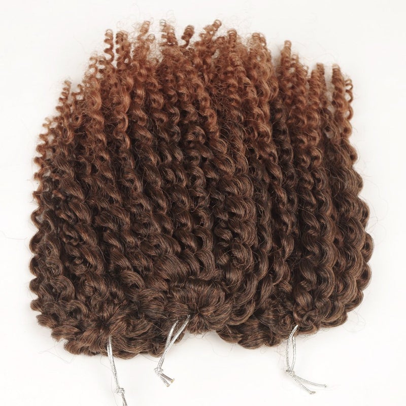 Sharopul Crochet Hair Short Style Kinky Curly Ombre Color 8Inch 3 little pcs/pack 60roots 110gram Afro Marley Kinky Twist Hair Synthetic Crochet Braids Hair For Black Woman (1B/30) - Image 3